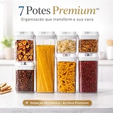Kit Potes Hermeticos Acrilico Organizador Cozinha Armazenamento Durabilidade Vedação Seguro 7 Pecas