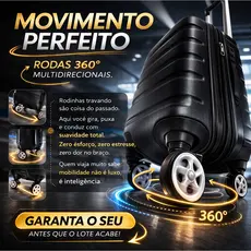 Kit 2 Malas de Viagem 18” e 20” com Rodinhas 360° – Leve, Resistente e Moderna Preta