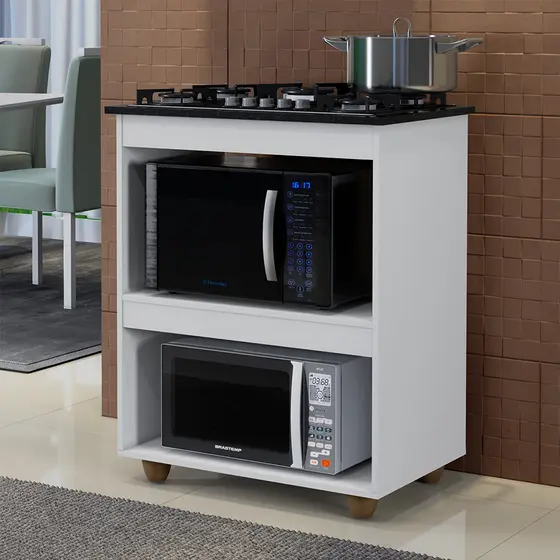 Balcão de Cozinha para Cooktop 4 Bocas Turim Branco Kaiki
