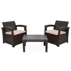 Conjunto Poltronas para Jardim 2 Lugares com Mesa de Jardim e Área Externa Rattan Syberflex
