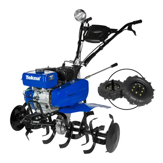 Motocultivador Tratorito Micro Trator Tekna TK90R A Gasolina 4T 7HP com 24 Lâminas e Rodas