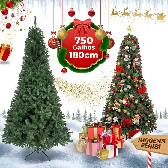 Árvore de Natal Verde 180cm com 750 Galhos