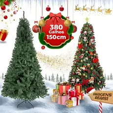 Árvore de Natal Grande Luxo Desmontável 1,50 Metro com 380 Galhos e Base de Ferro