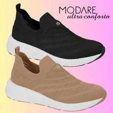 Tenis Feminino Modare Academia Slip On Respiravel Knit Conforto Calce Facil Original Ortopédico