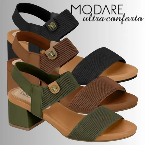 Sandalia Modare Salto Bloco Baixo Feminina Conforto Tiras | Lançamento! | Original Modare!