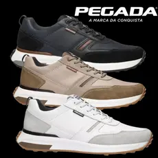 Sapatenis Masculino Jogging Pegada Amortech Em Couro | Lançamento! | Produto Original Pegada!