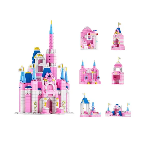 Castelo Blocos de Montar 1000 Peças 6 em 1 Presente Menina  6 Anos