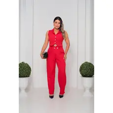 Conjunto Colete e Calça em Alfaiataria moda Feminina Estilo Elegante