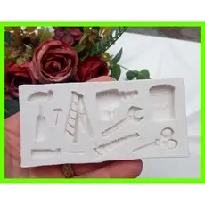 Molde De Silicone Ferramentas Papai Pai Escada Martelo Furadeira