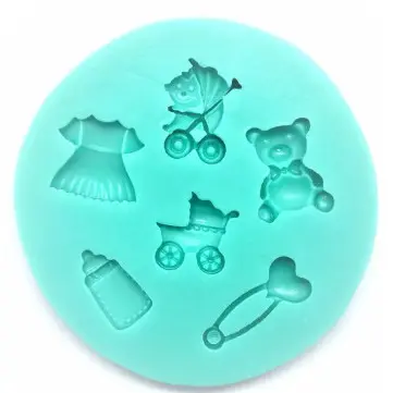 Molde de Silicone Urso Baby Chá de Bebê miniaturas urso mamadeira carrinho