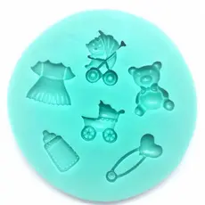 Molde de Silicone Urso Baby Chá de Bebê miniaturas urso mamadeira carrinho