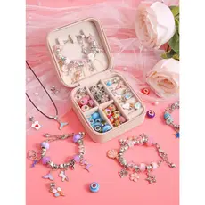 KIT DIY Pulseiras Infantil C/ Estojo Porta Jóias - Pingentes/Miçangas/Berloques Conjunto Para Menina