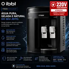 Purificador de Água IBBL FR600 Exclusive Preto Compressor 220V Água Natural e Gelada
