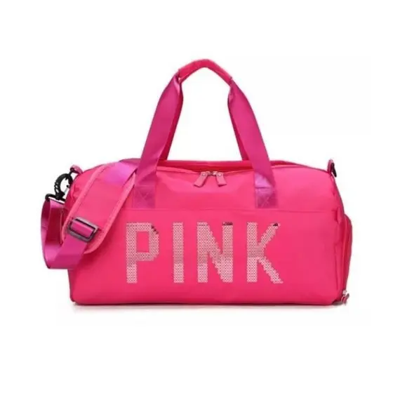 Mala Feminina Bolsa Pink Academia Fitness Transversal Casual