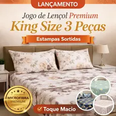 Jogo de Lençol Premium King Size 3 Peças - Lançamento - Estampas Sortidas