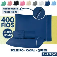 Kit Lençol Micropercal 400 Fios - 04 Peças Acetinado Ponto Palito | Solteiro Casal Queen King