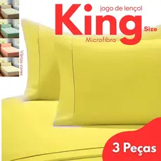 Jogo de Lençol Cama Solteiro Casal Queen King 3 Peças Liso 1,93m x 2,03m x 30cm - DIVERSAS CORES