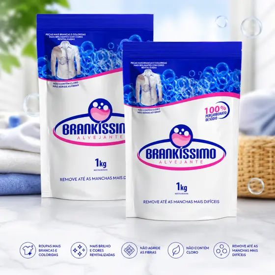 Percarbonato de Sódio Brakissimo 99% Clareador Sem Cloro, Tira Manchas e Branqueador de Roupas