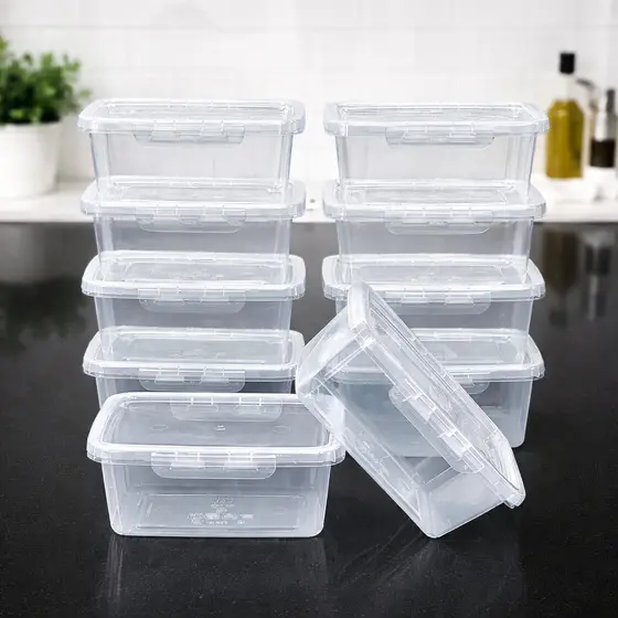 Kit 10 Marmita fitness Potes 800ml Travas Laterais  BPA FREE organizadores de alimentos vasilhas