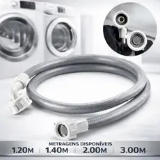 Mangueira de Entrada Máquina Lavar 1,20m 2m 3m e 5 metros Agua Lavadora Cinza Universal Compativel