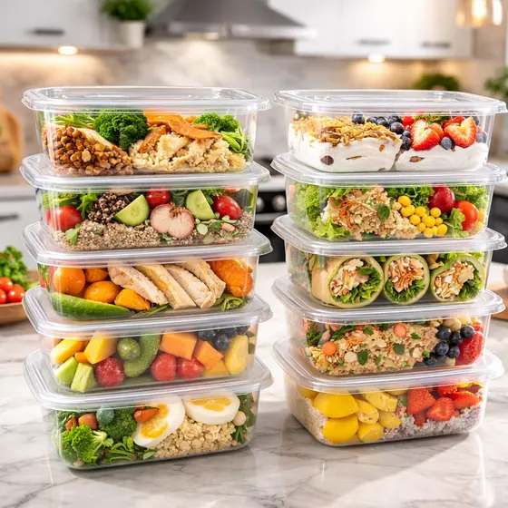 Potes Marmitas Fitness Livre de BPA 1000ml Transparentes Microondas Freezer Organizador Alimentos