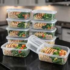 Potes Marmitas 1.000ml 1kg 10/8/6/4/1 Unidades Vasilhas transparentes BPA FREE reutilizável microondas