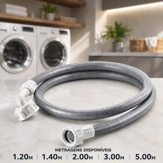 Mangueira de Entrada Máquina Lavar 1,20m 2m 3m e 5 metros Universal Compativel Brastemp, Eletrolux, Consul, LG
