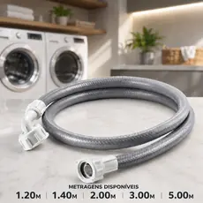 Mangueira de Entrada Máquina Lavar 1,20m 2m 3m e 5 metros Universal Compativel Brastemp, Eletrolux, Consul, LG