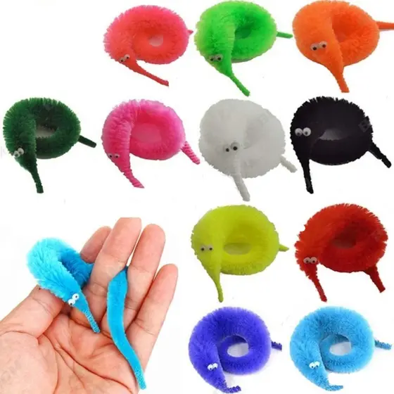6 PCS/12 PCS/Adereços Mágicos Lagarta de Pelúcia/Brinquedos Mágicos Divertidos