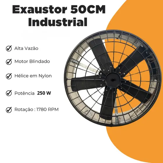 Exaustor 50 cm Alta Vazão Industrial Barracão Cozinha Churrasqueira Eventos Facility