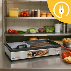 Chapa de Hamburguer Elétrica abafador Prensa 70x30 cm 110V ou 220V Lanches Porções Oferta