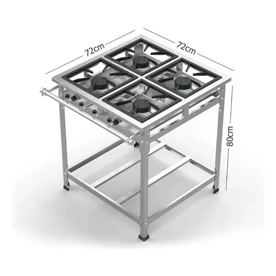 Fogão Fogareiro Industrial 4 Bocas 30x30 P5 Alta Pressão Em Aço Inox Cozinha Lanchonete Bar Oferta