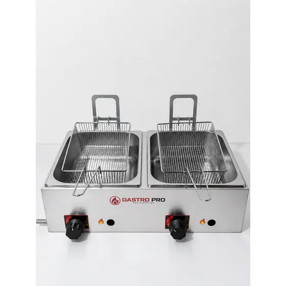 Fritadeira 2 Cubas a Gás Cesto de Inox 5 litros Cada Cuba Pastelaria Lanchonete Gastro Promoção