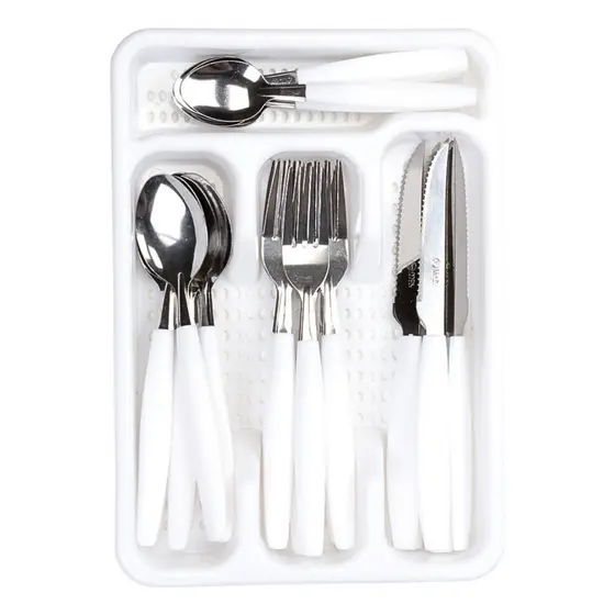 Jogo Talheres Inox 25 Pçs Com Porta Talher Colher Garfo Faca
