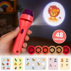 Projetor Infantil Profissões Frutas Animais Brinquedo Educativo Lanterna Slides Temáticos Divertidos