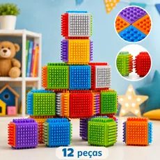 Bloco Empilhável Pedagógico Infantil Brinquedo Interativo Educativo Colorido Sensorial Menino Menina
