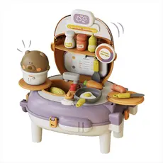 Mochilinha Infantil Cozinha Penteadeira Portátil Ursinho Comidinhas Utensílios Interativo Colorida