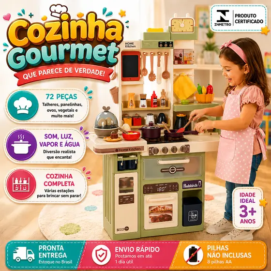 Cozinha Moderna Verdade Luz Água Som Comidinha presente natal filho filha criança brinquedo infantil