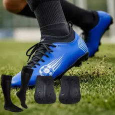 Chuteira Campo Adulto Meia Trava Botinha Treino Jogo + Caneleira Meião Resistente Conforto
