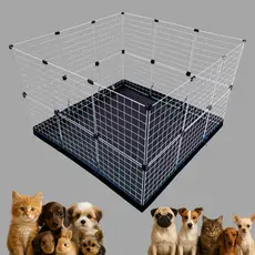 Cercadinho Pet 40x40 com Estrutura de Grade Firme e Piso Higiênico Impermeável Sem Tampa