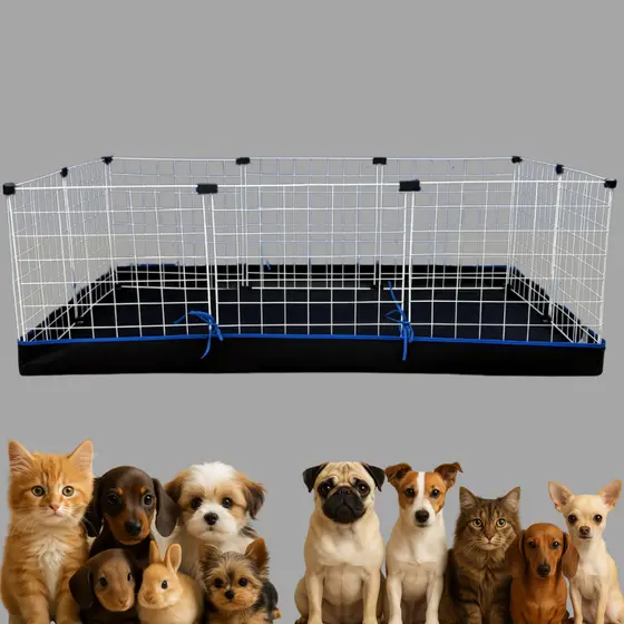 Cercado 40x40 com Grade de Aço, Forro Protetor e Tapete Lavável para Montagem Modular Pet