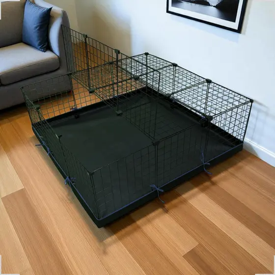 Cercadinho Modular 40x40 com Painel em Aço e Tapete de Higiene Incluso para Animais Domésticos