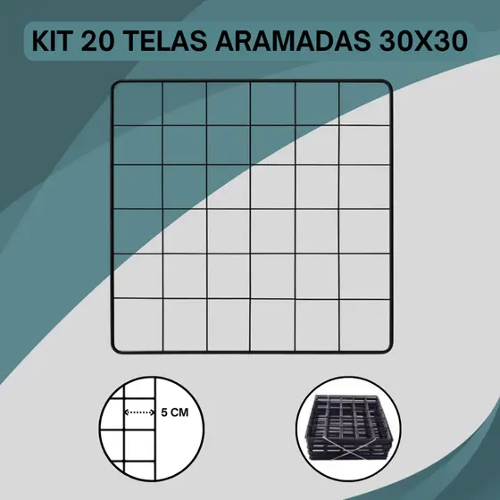 Kit 20 Tela Aramado Para Estante Casa Cercado Pet Memory Board 30x30 Promoção do Mês