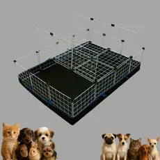 Cercado Pet Completo 30x30 com Gaiola, Tapete Higiênico, Forro Lavável, Bandeja e 2 Tampas
