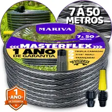 Mangueira Trançada Tripla Camada Grafite, Kit Completo, 7m à 50m, Trançada Reforçada Resistente 7/16