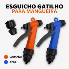 Esguicho Gatilho para Mangueira de Jardim Com Regulagem - Leque e Jato, Azul e Laranja
