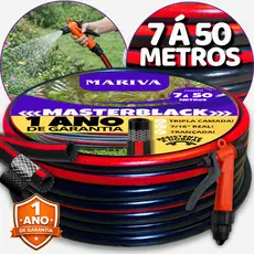 Kit Completo Mangueira de Jardim Preta 7m á 50m 7/16"  - Com Gatilho e União - Reforçada Trançada