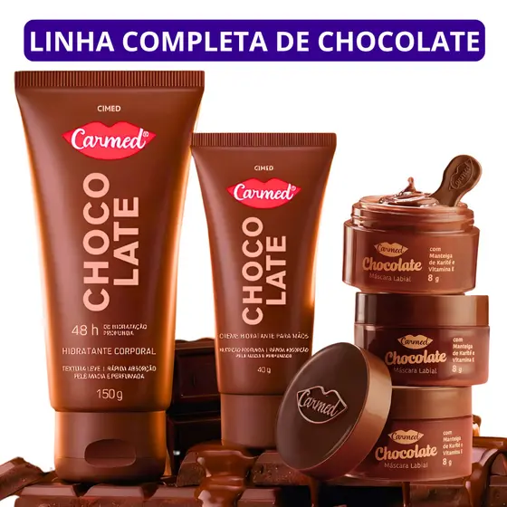 Hidratante Corporal, Mãos e Máscara Labial Carmed Chocolate 150g, 40g, 8g