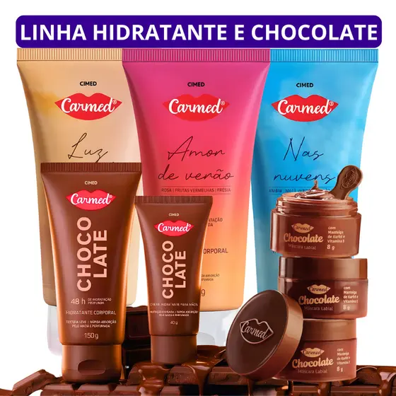 Hidratante Corporal e Mãos Carmed, Máscara Labial Chocolate, Amor de Verão, Luz do Sol, e Nas Nuvens