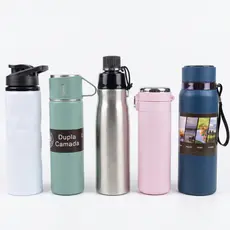 Garrafa Termica INOX 420ml 500ml 650ml 750ml 800ml Mantem Quente Frio Academia Fitness